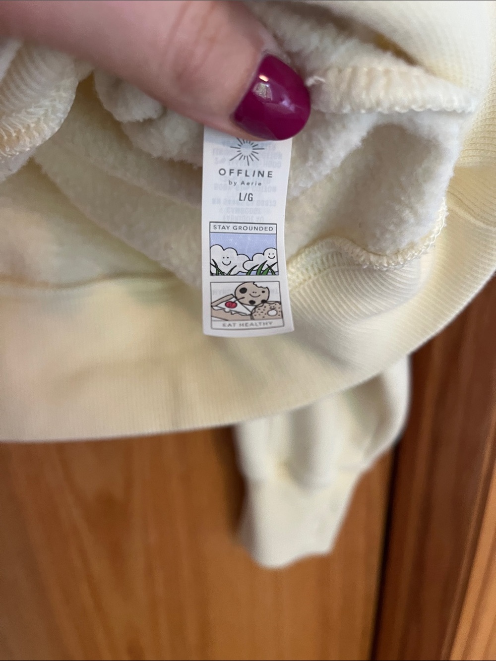aerie Cream Snap-Front Hooded Pullover Sweatshirt - Picture 4 of 6
